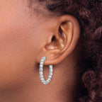 Shared-Prong 36-Stone Round Cubic Zirconia Out Hoop Earrings in Sterling Silver - Sophia Jewelers