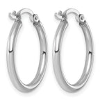Sterling Silver Rhodium-Plated 2mm Round Hoop Earrings, 21mm - Sophia Jewelers