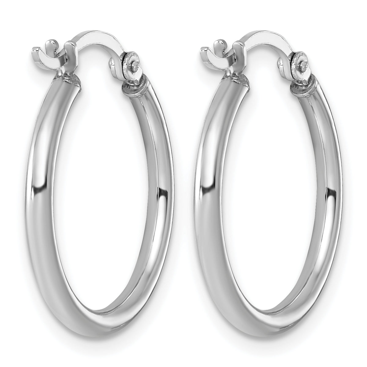 Sterling Silver Rhodium-Plated 2mm Round Hoop Earrings, 21mm - Sophia Jewelers