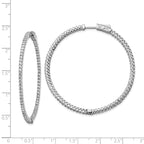 Sterling Shimmer Sterling Silver Rhodium-plated 146 Stone 1.7mm CZ In and Out Round Hinged Hoop Earrings