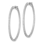 Sterling Silver Rhodium-Plated 122 Stone 1.3mm Cubic Zirconia in and Out Round Hinged Hoop Earrings - Sophia Jewelers