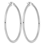 Sterling Silver Rhodium-Plated 2mm Round Hoop Earrings, 47mm - Sophia Jewelers