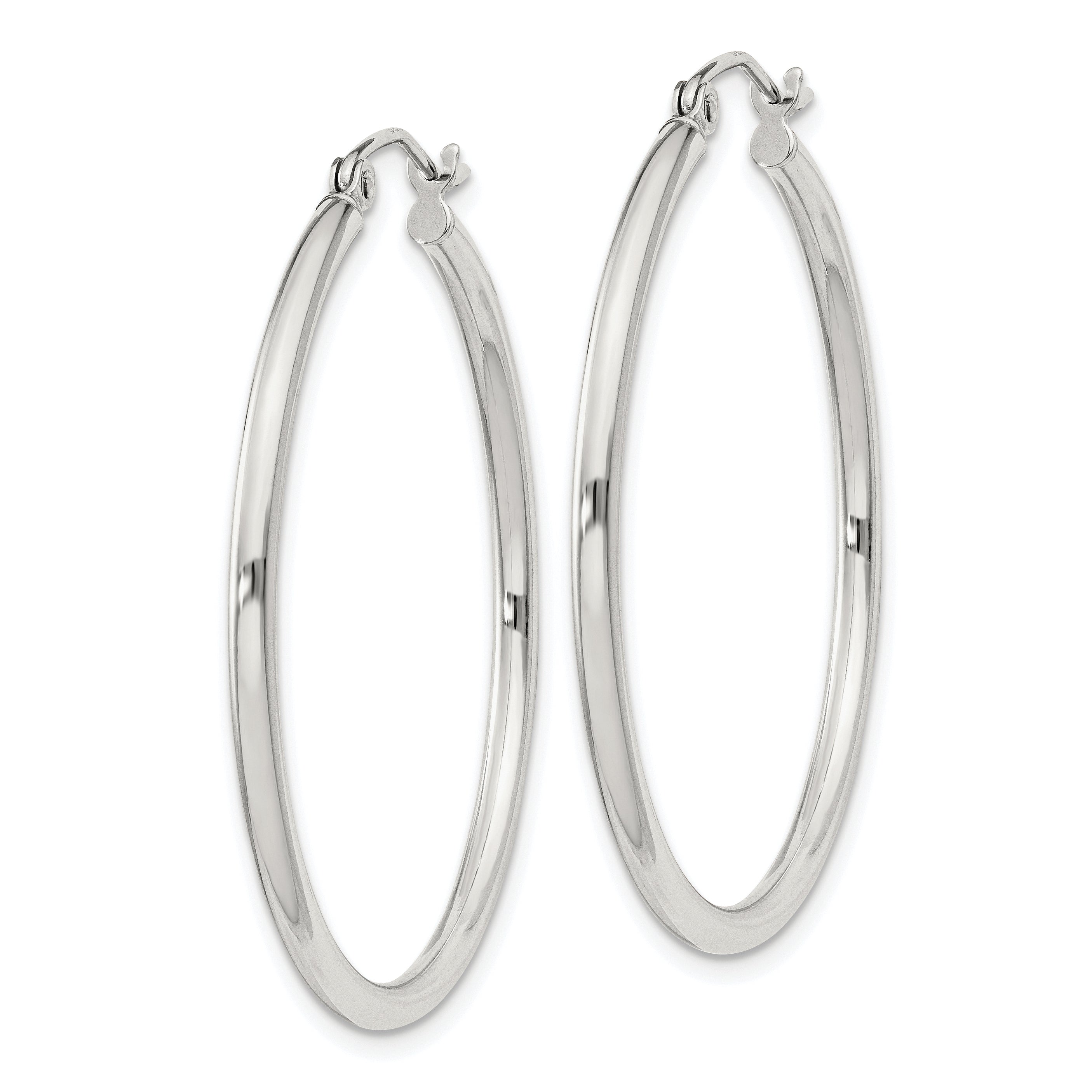 Sterling Silver 2mm Round Hoop Earrings Secondary image