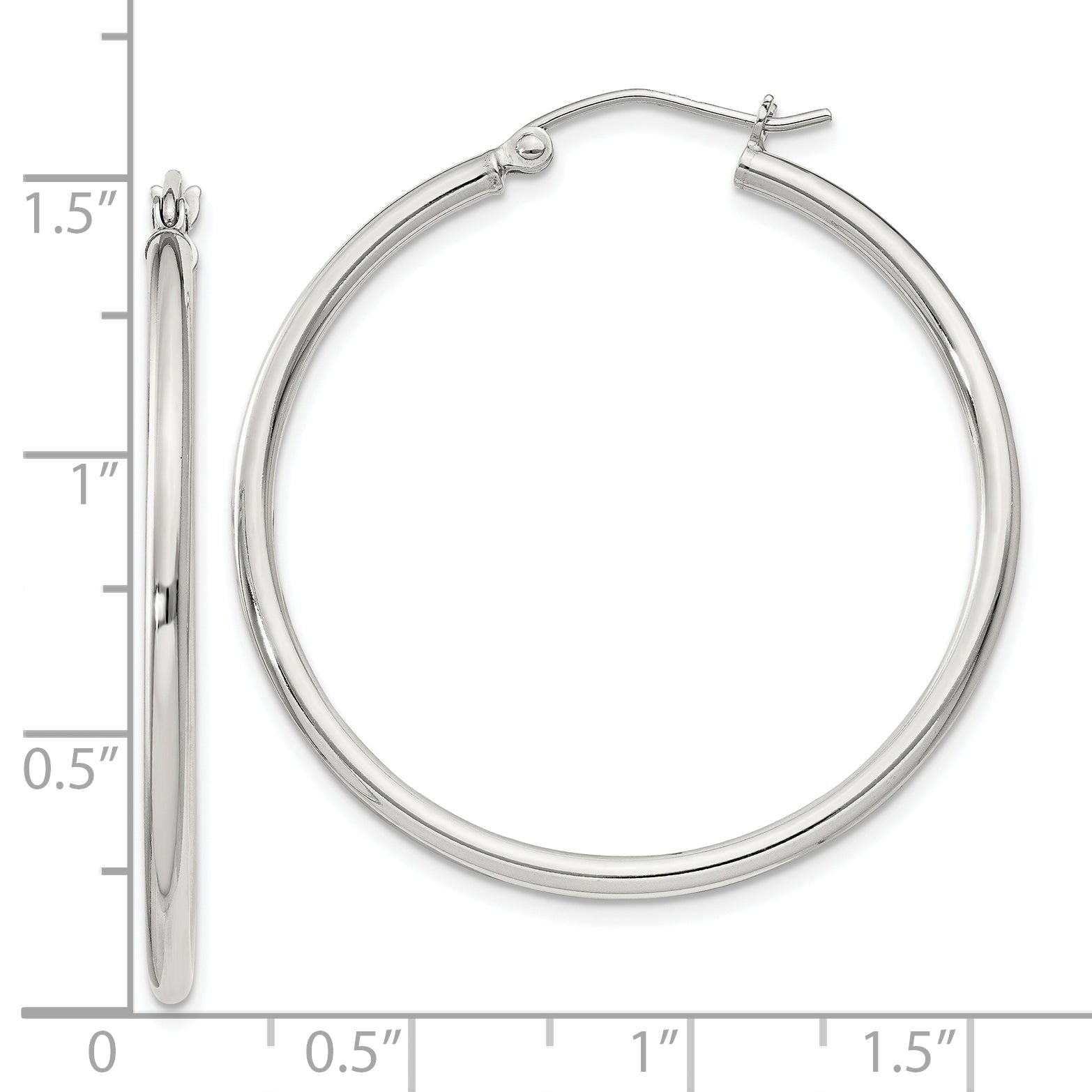 Sterling Silver 2mm Round Hoop Earrings