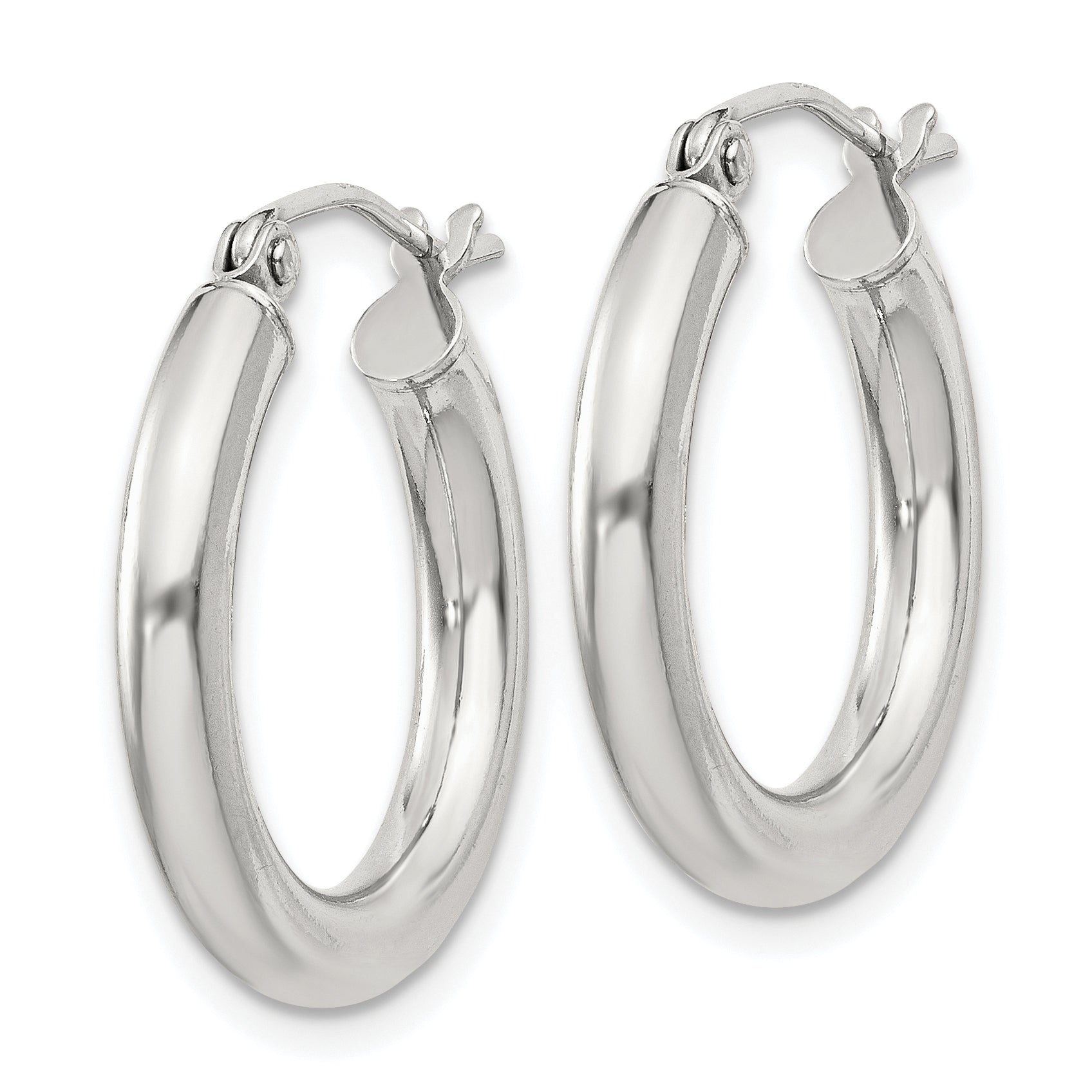 Sterling Silver 3mm Round Hoop Earrings Secondary image