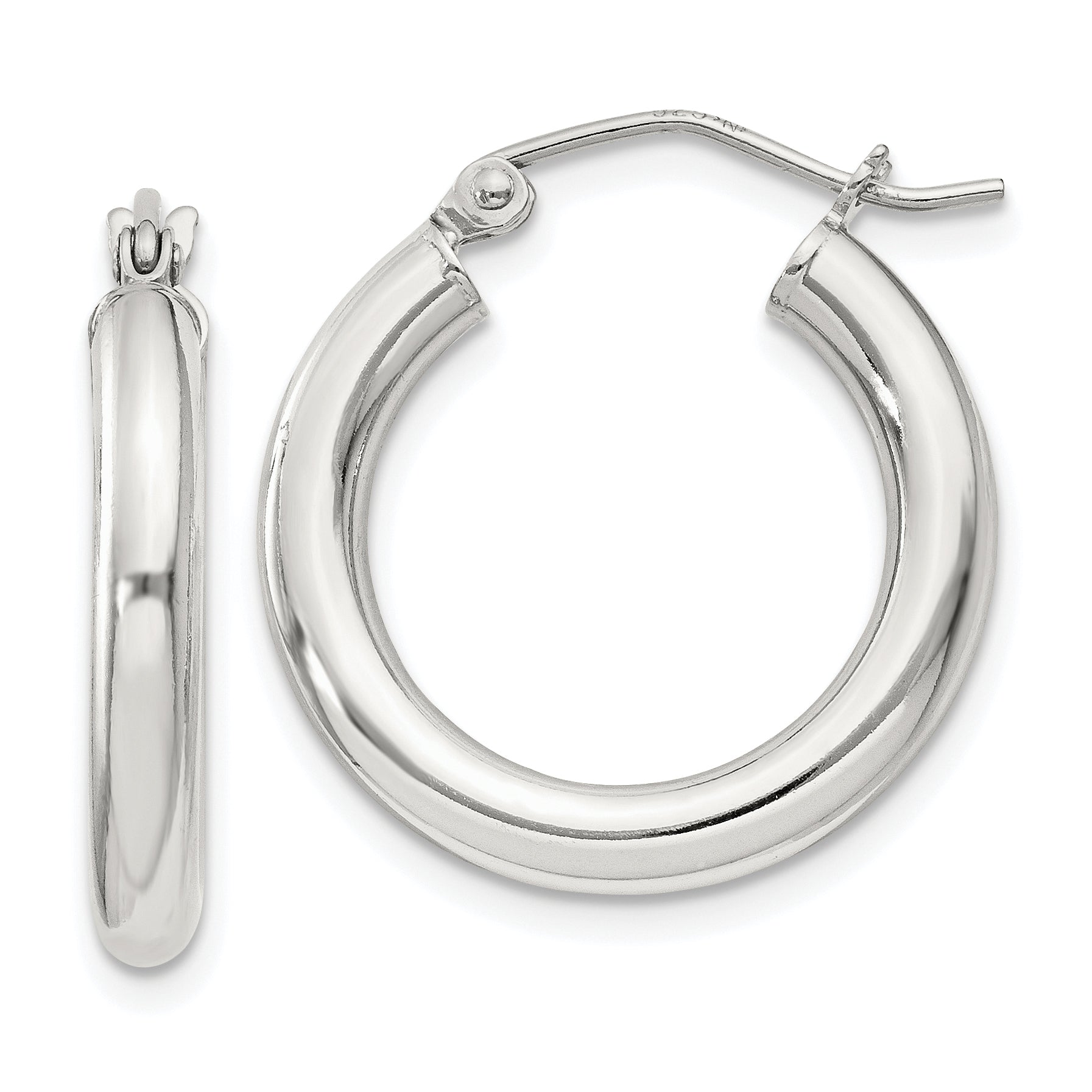 Sterling Silver 3mm Round Hoop Earrings Main image