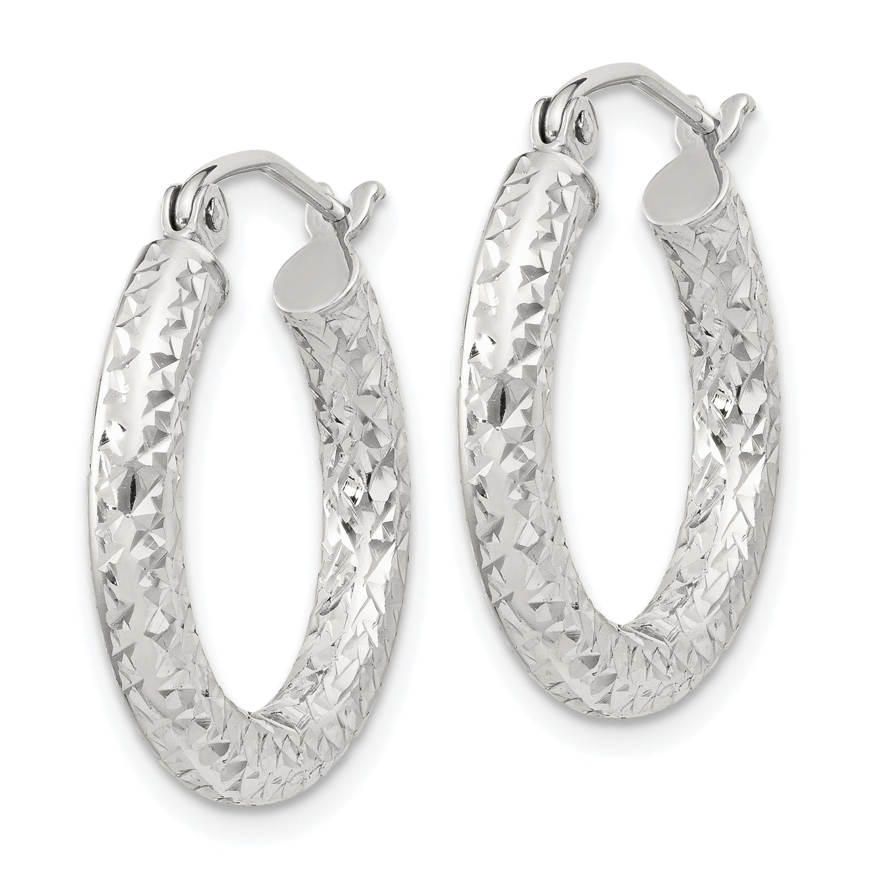 Sterling Silver D/C 3x20mm Hoop Earrings