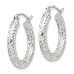 Sterling Silver D/C 3x20mm Hoop Earrings