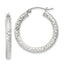 Sterling Silver Diamond-Cut 3x25mm Hoop Earrings