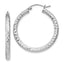 Sterling Silver Rhodium-plated D/C 3x30mm Hoop Earrings
