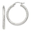 Sterling Silver Diamond-Cut 3x30mm Hoop Earrings