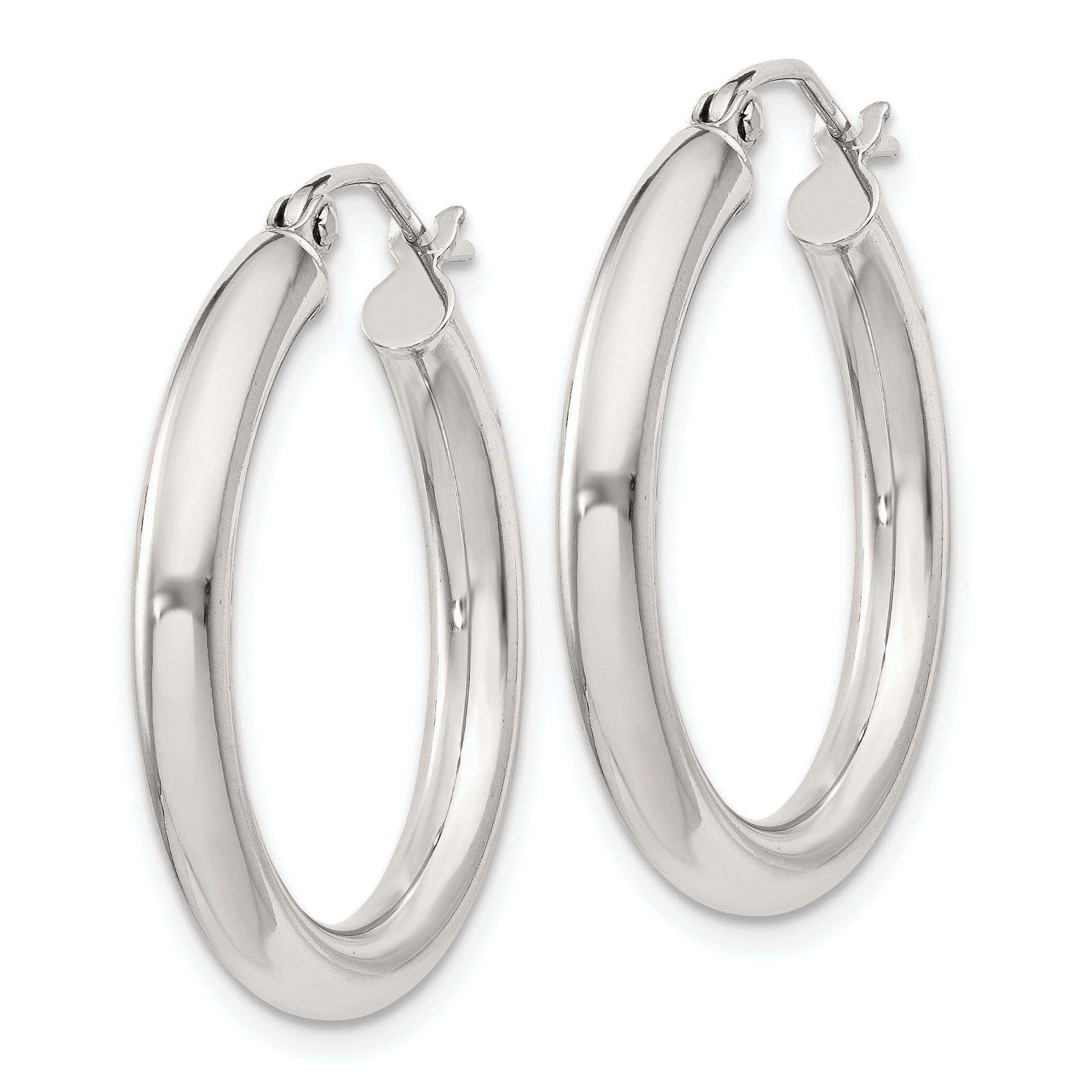 Sterling Silver 3mm Round Hoop Earrings Secondary image