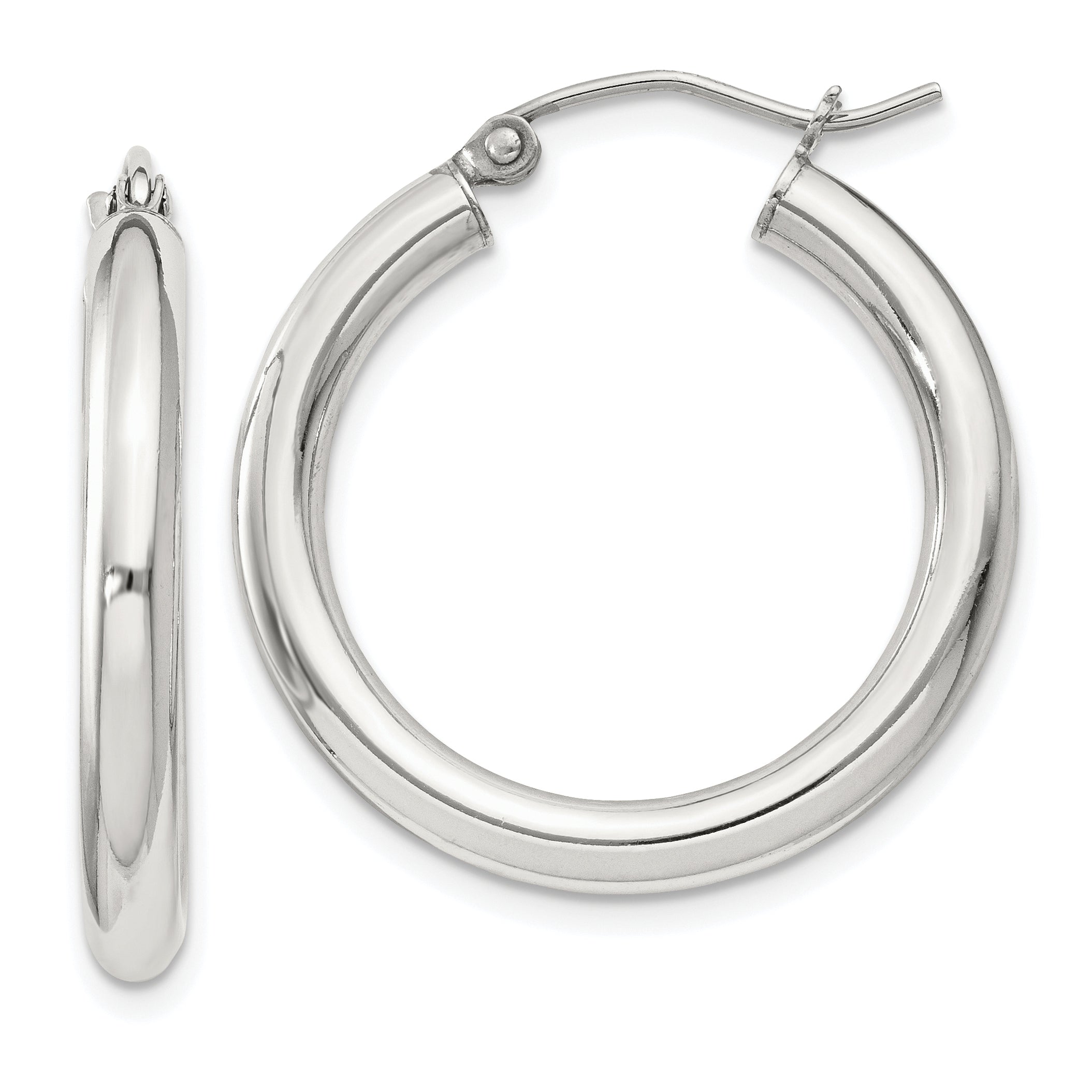 Sterling Silver 3mm Round Hoop Earrings Main image
