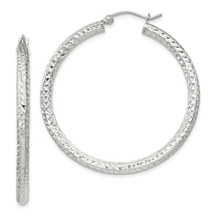Sterling Silver D/C 3x40mm Hoop Earrings