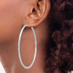 Sterling Silver Rhodium-plated D/C 3x70mm Hoop Earrings - Sophia Jewelers