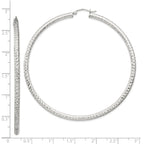 Sterling Silver D/C 3x70mm Hoop Earrings