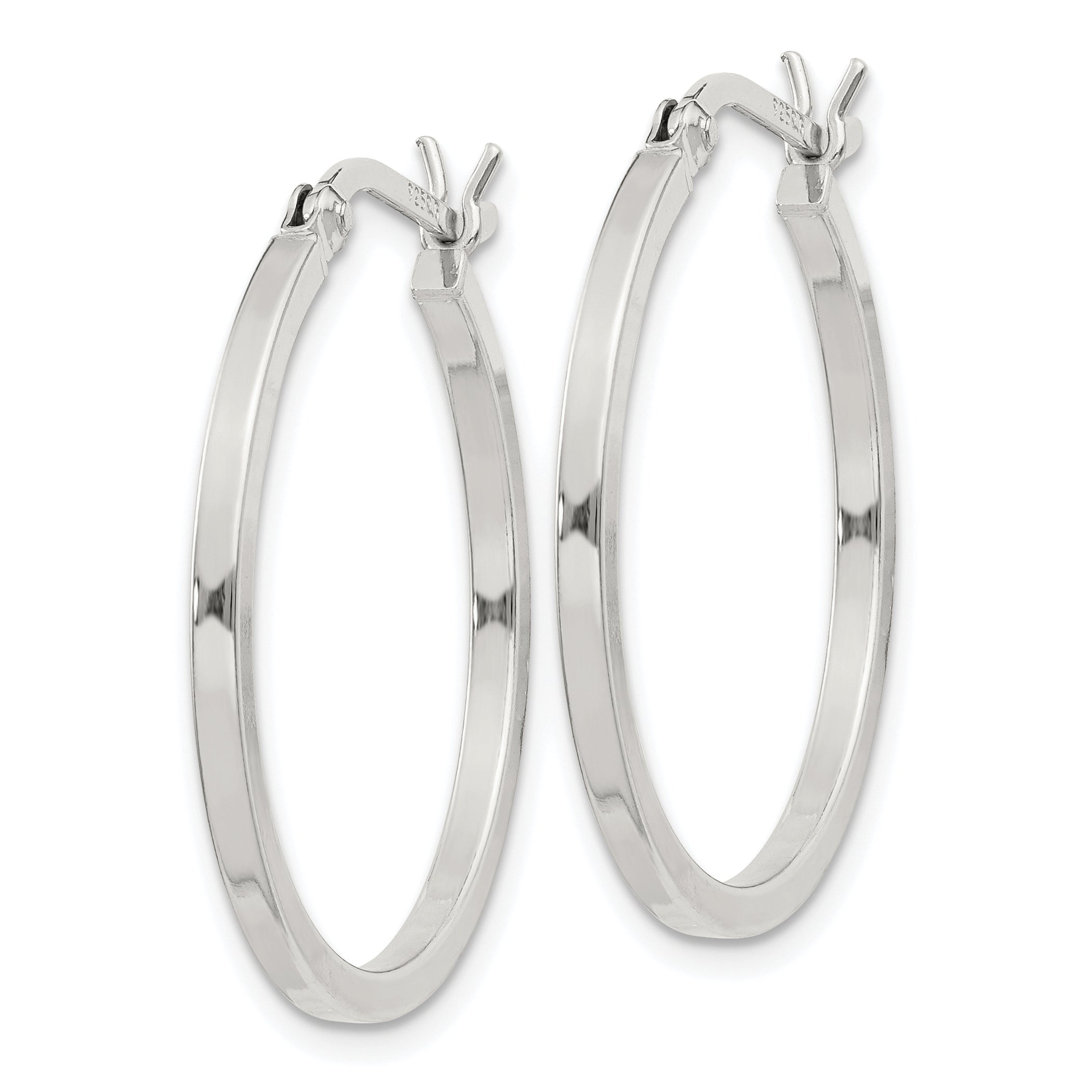 Sterling Silver 1.5x25mm Hoop Earrings Secondary image