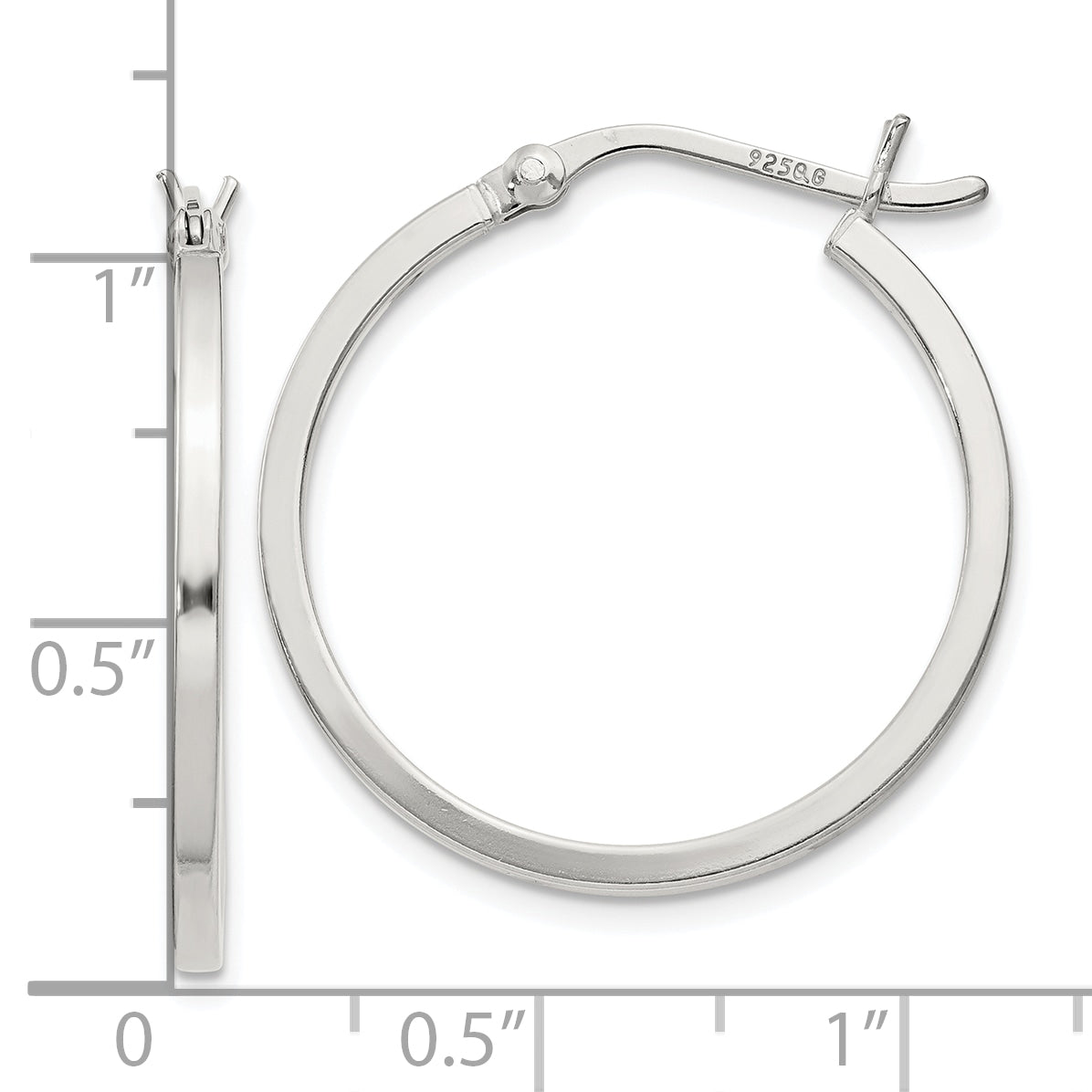 Sterling Silver 1.5x25mm Hoop Earrings