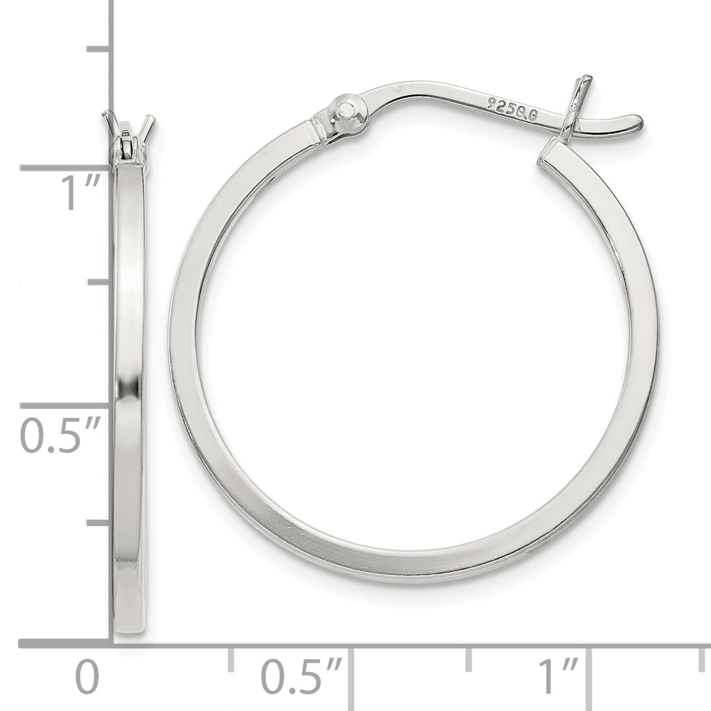 Sterling Silver 1.5x25mm Hoop Earrings