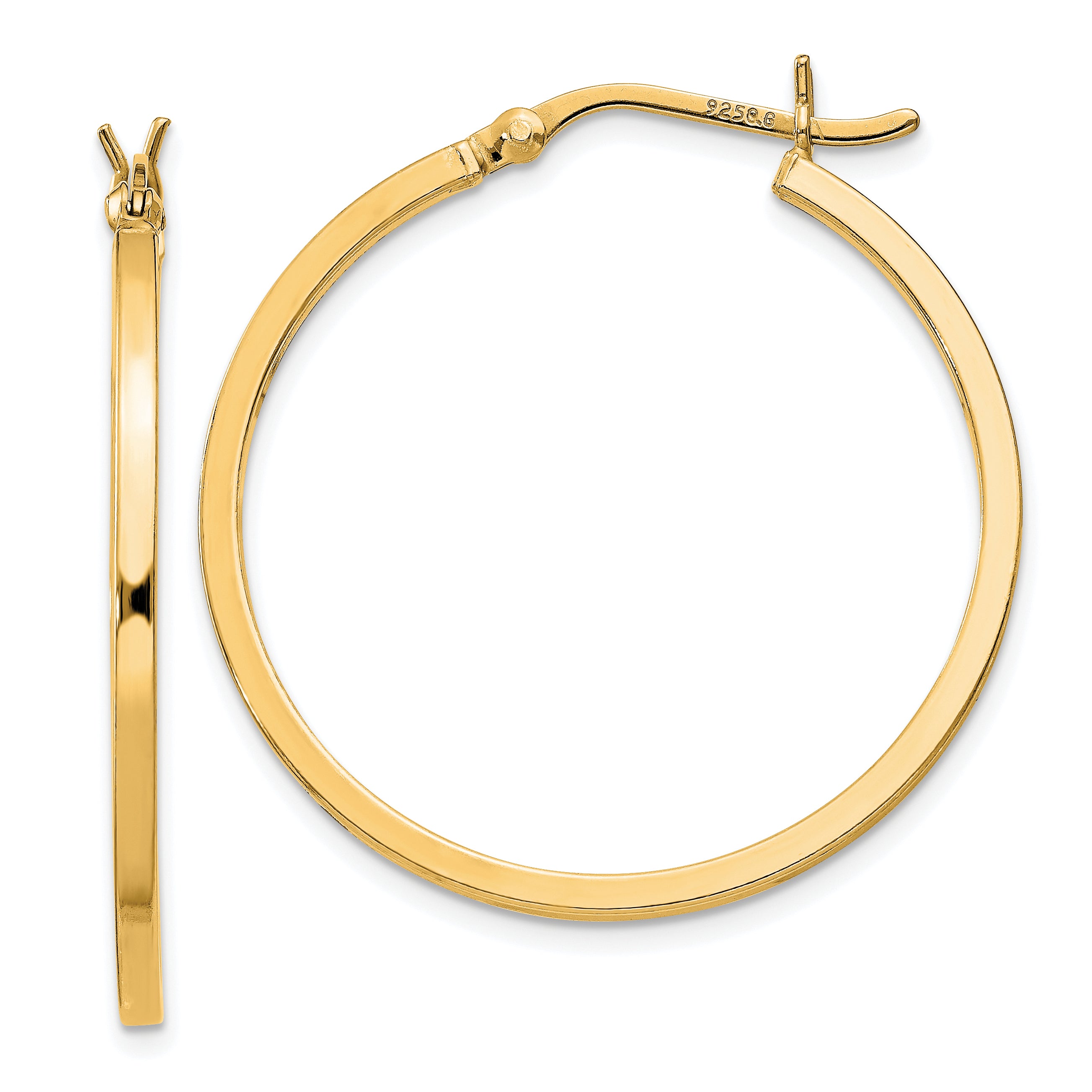 Sterling Silver Flash Gold-plated 1.5x30mm Hoop Earrings Main image