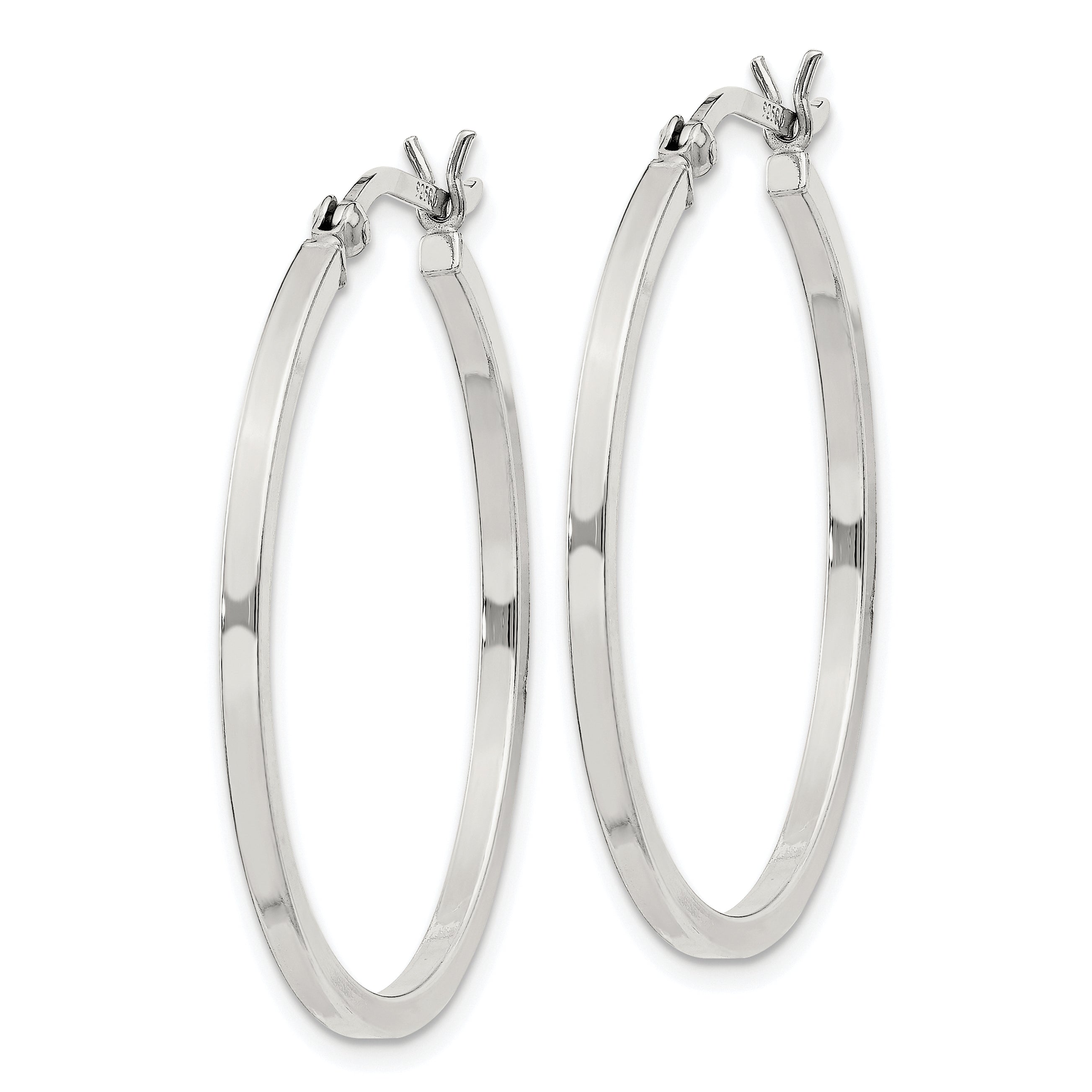Sterling Silver 1.5x30mm Hoop Earrings Secondary image