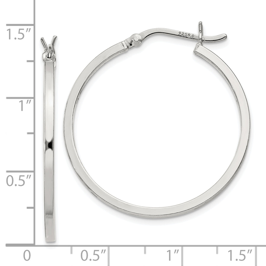 Sterling Silver 1.5x30mm Hoop Earrings