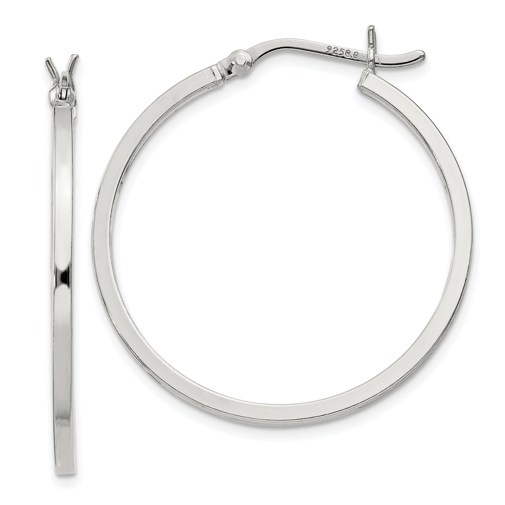 Sterling Silver 1.5x30mm Hoop Earrings