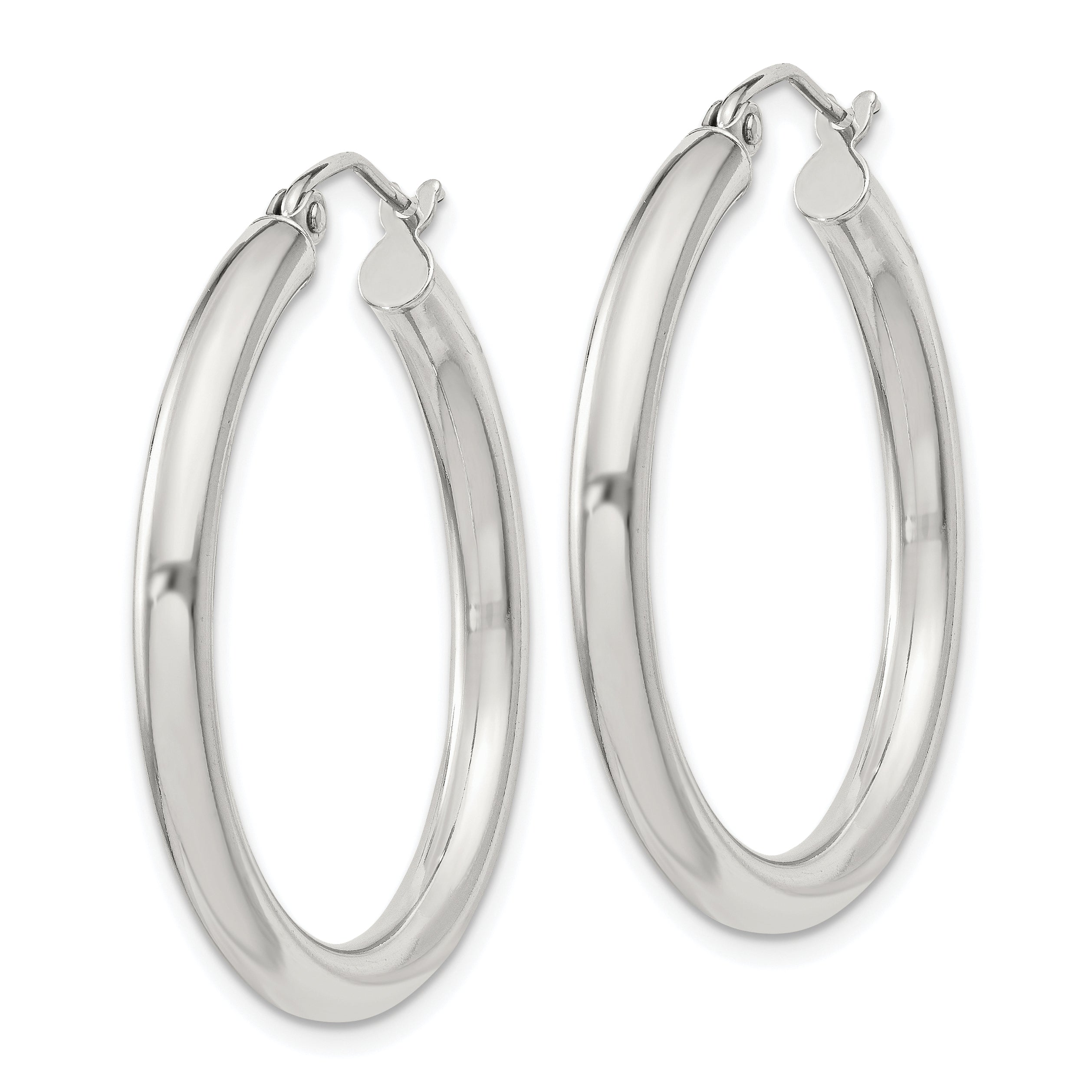 Sterling Silver 3mm Round Hoop Earrings Secondary image