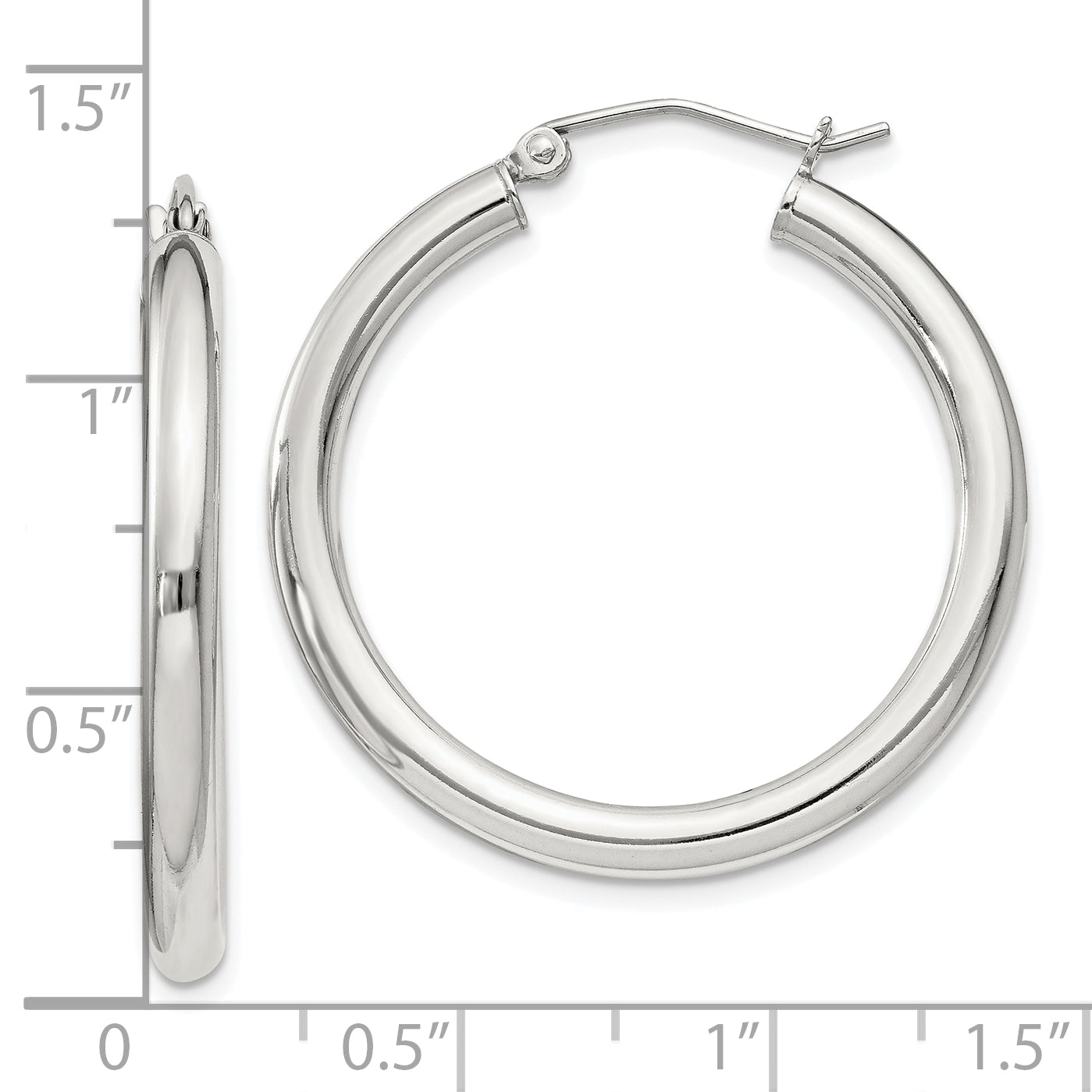Sterling Silver 3mm Round Hoop Earrings