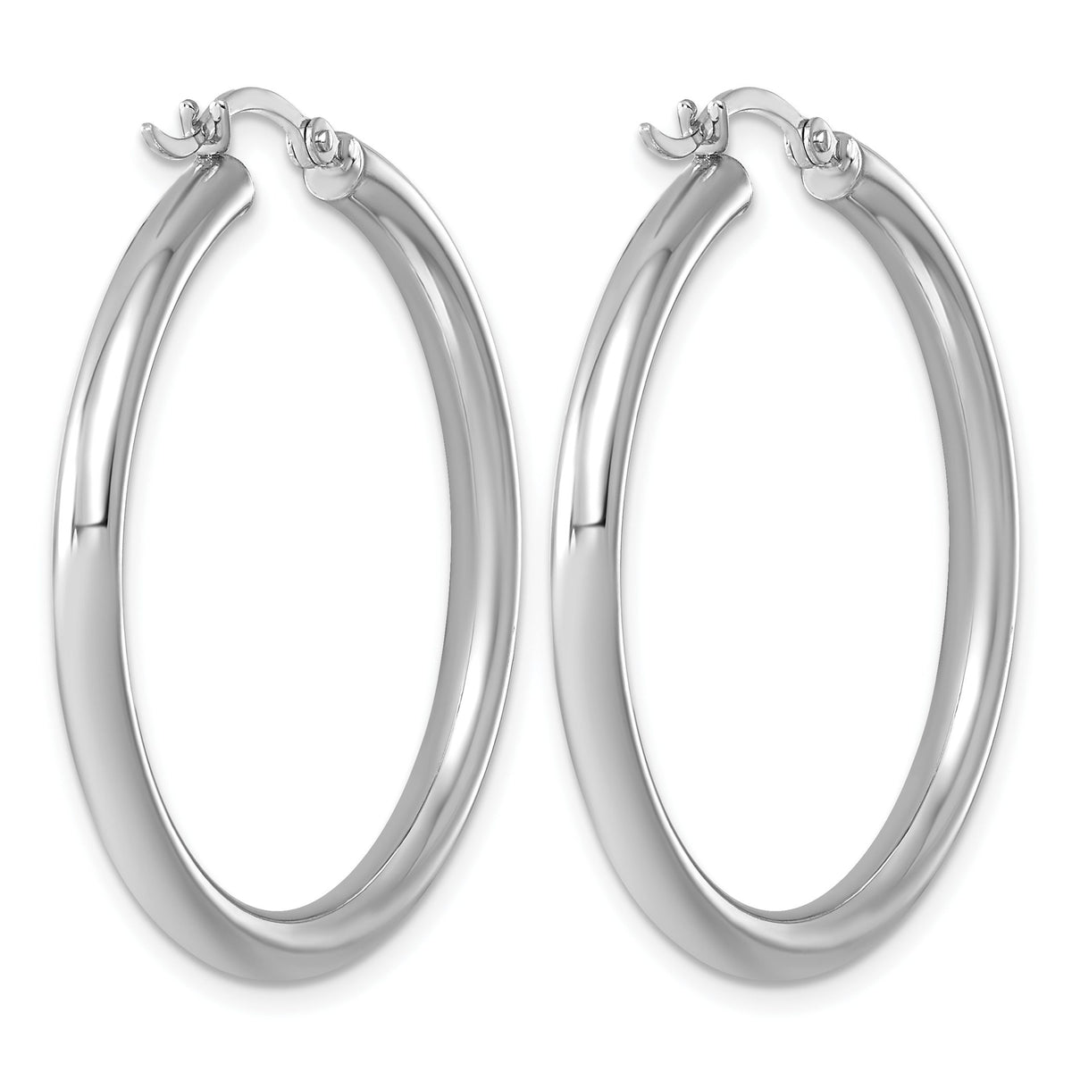 Sterling Silver Rhodium-plated 3mm Round Hoop Earrings - Sophia Jewelers