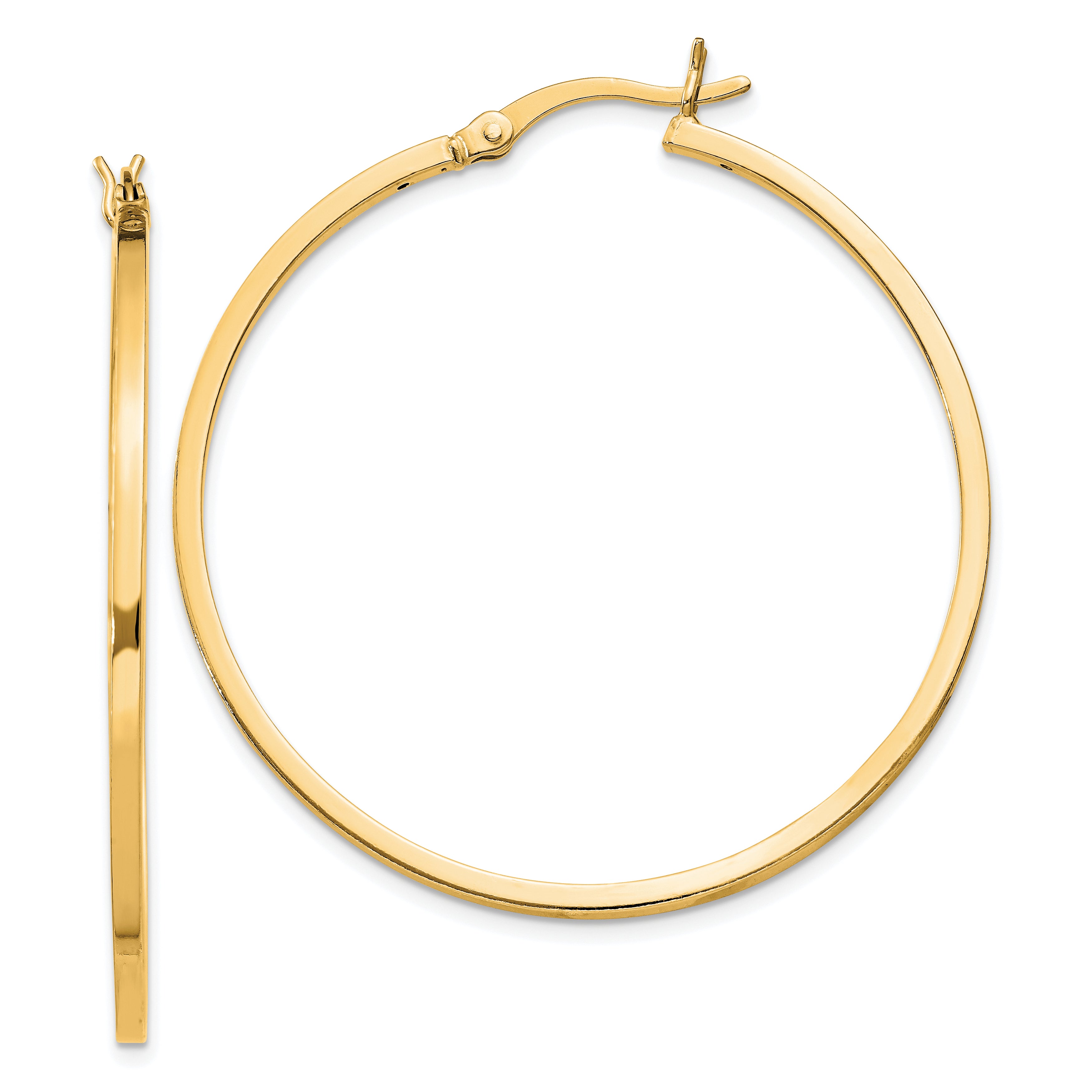 Sterling Silver Flash Gold-plated 1.5x40mm Hoop Earrings