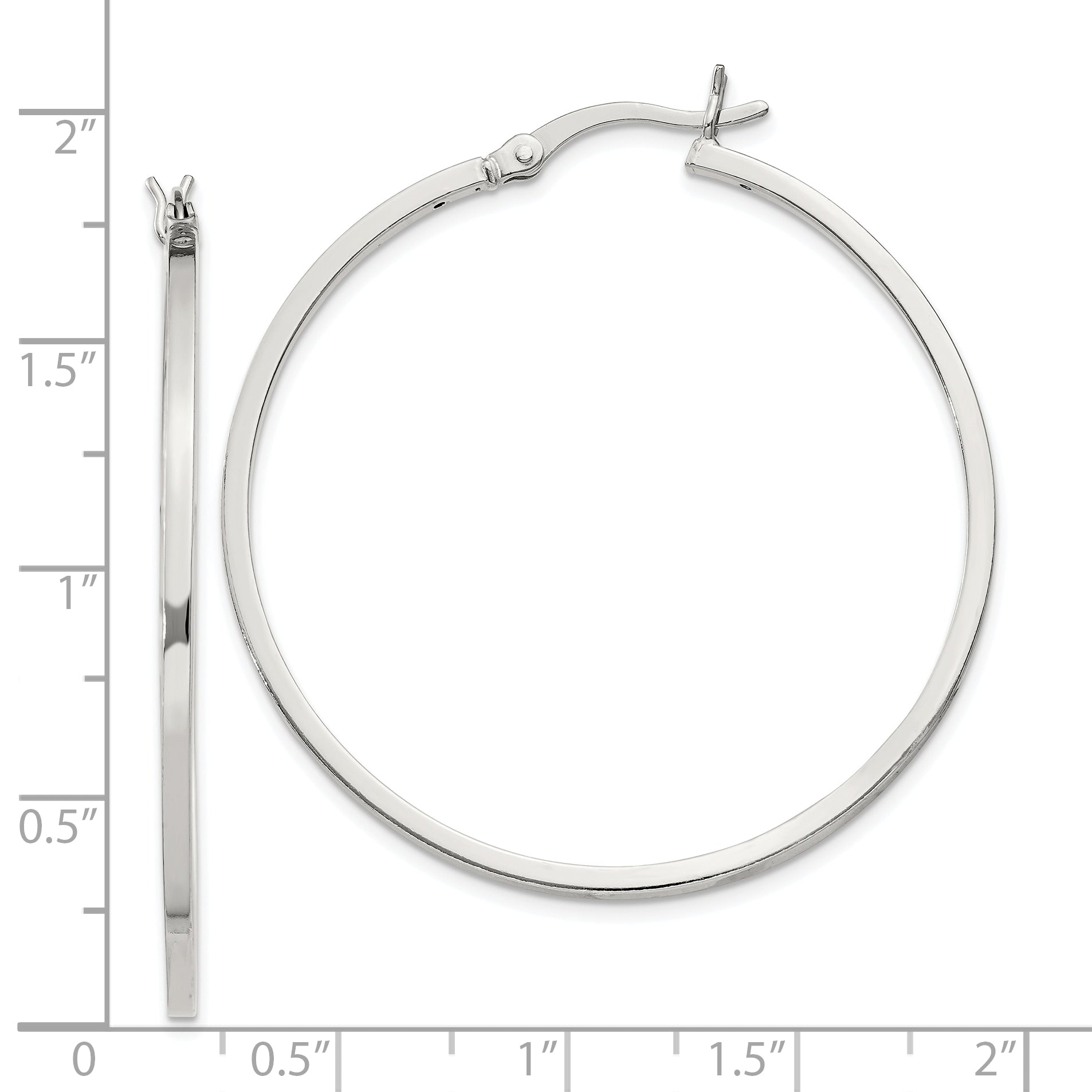 Sterling Silver 1.5x40mm Hoop Earrings