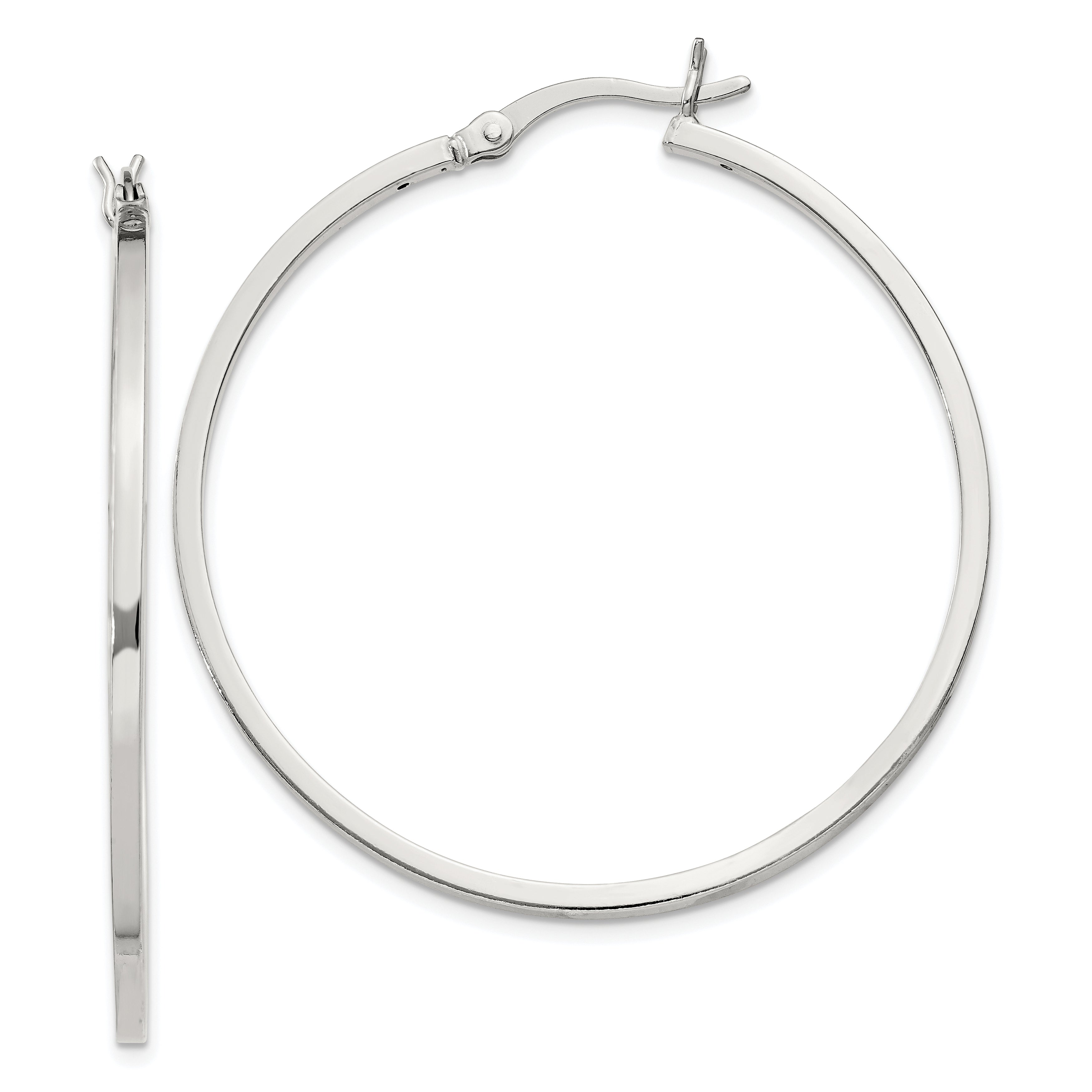 Sterling Silver 1.5x40mm Hoop Earrings