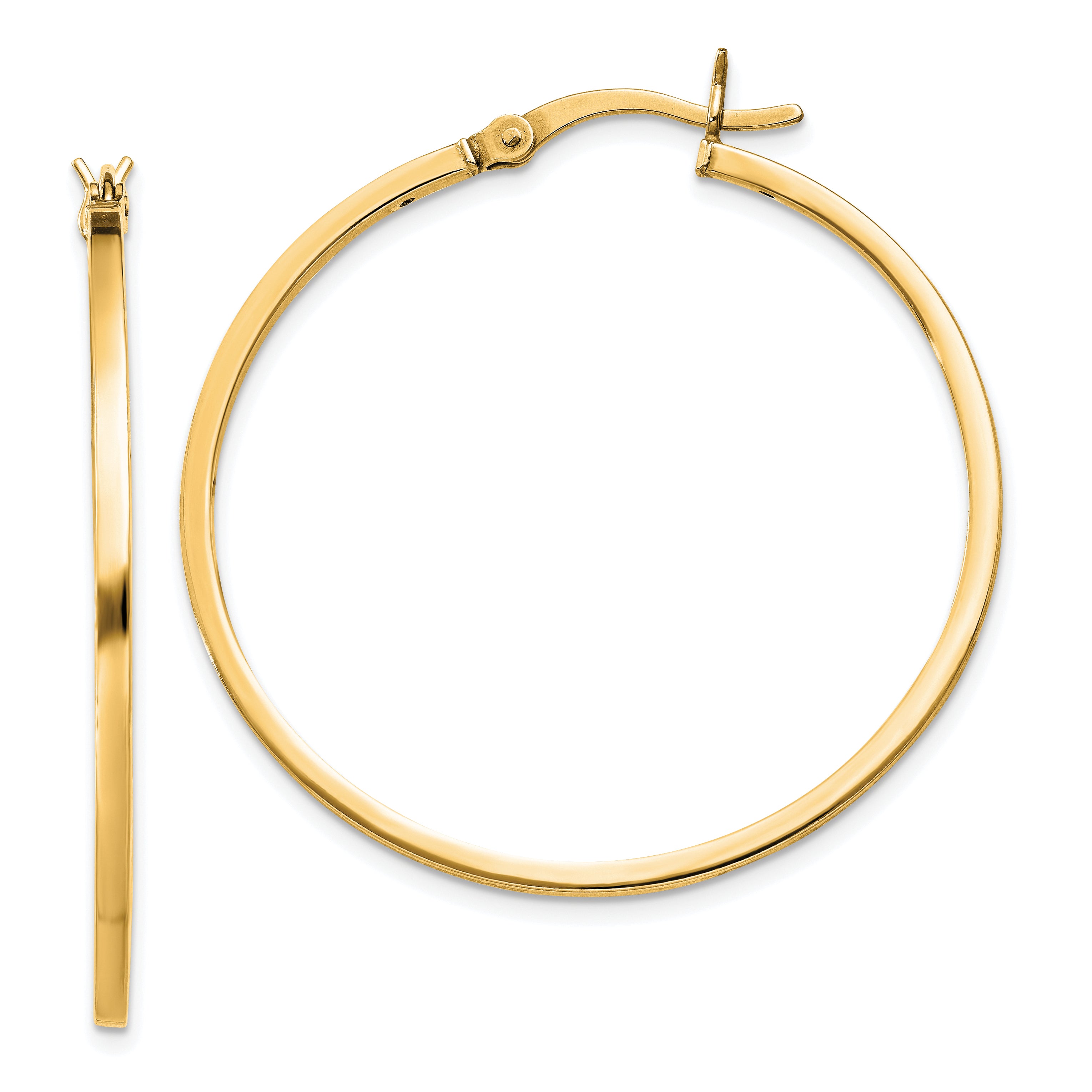 Sterling Silver Flash Gold-plated 1.5x35mm Hoop Earrings