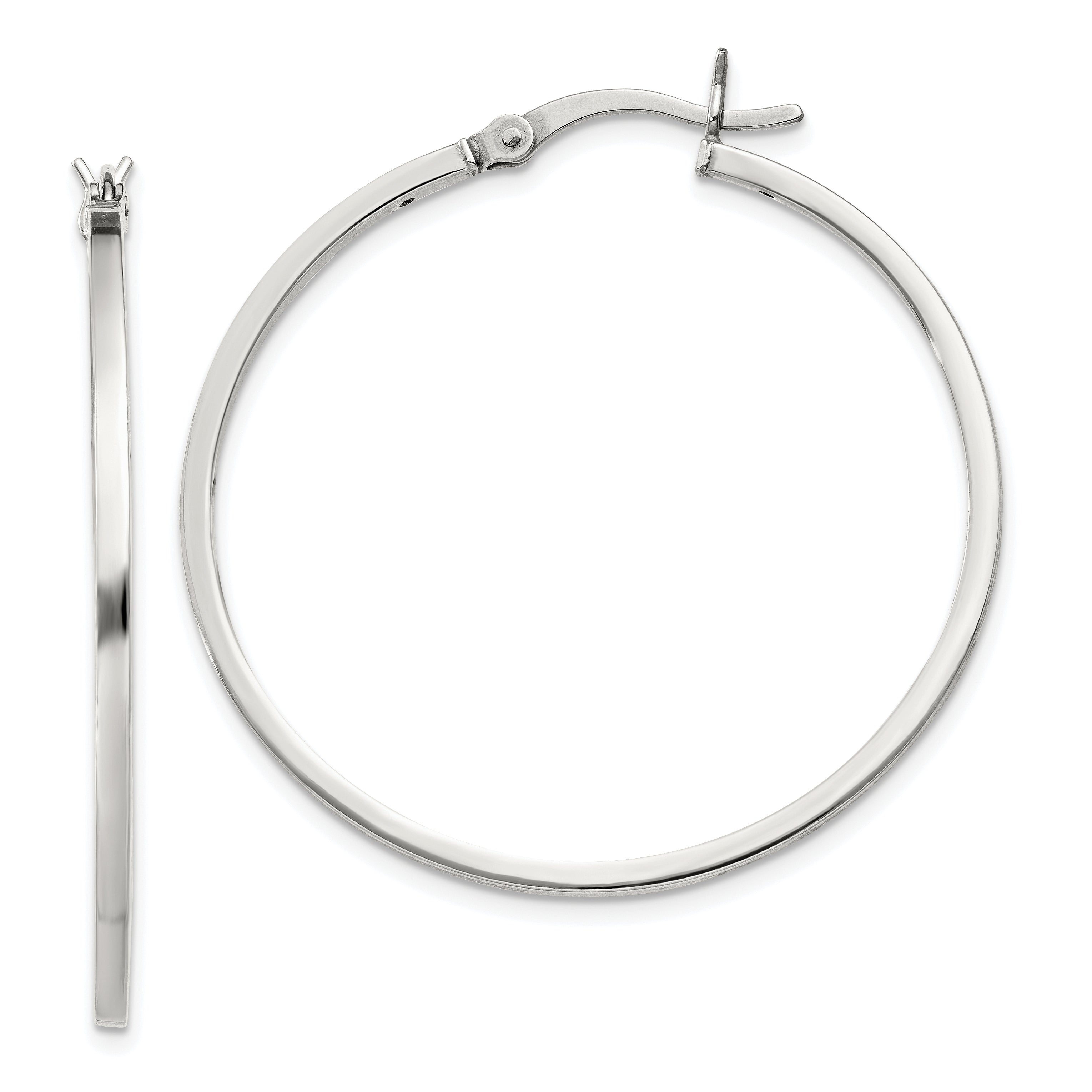 Sterling Silver 1.5x35mm Hoop Earrings