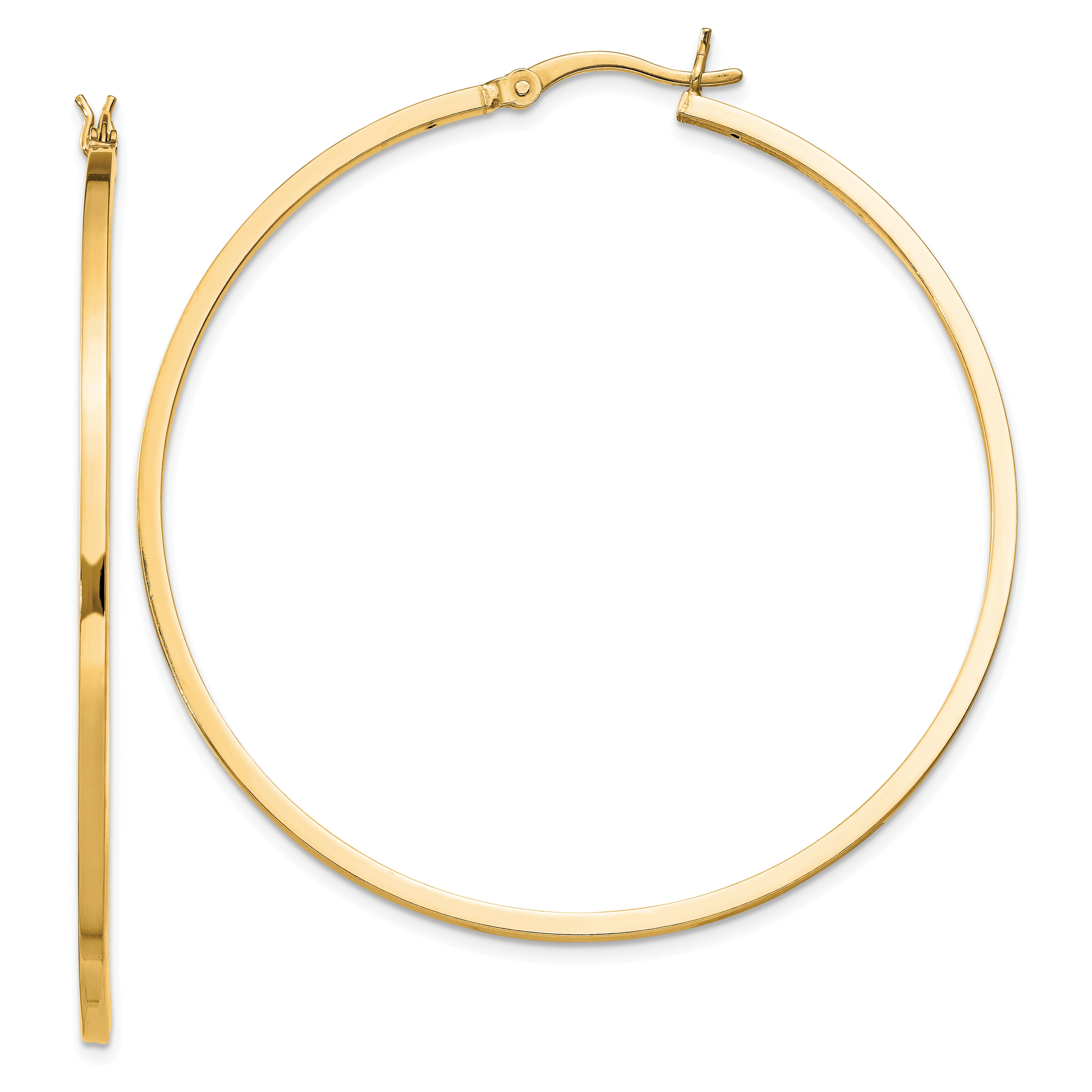 Sterling Silver Flash Gold-plated 1.5x50mm Hoop Earrings