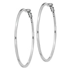 Sterling Silver RH-plated 2x60mm Omega Back Round Hoop Earrings