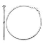 Omega Back Round Hoop Earrings in Sterling Silver, 2x60mm - Sophia Jewelers