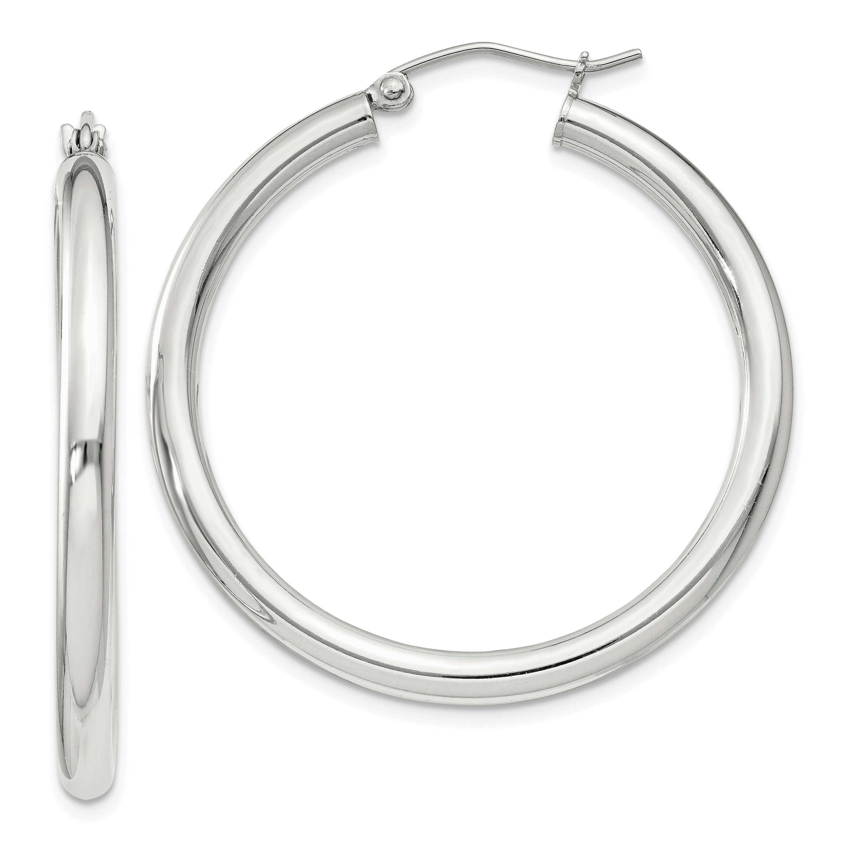 Sterling Silver 3mm Round Hoop Earrings Main image