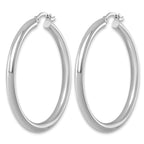 Sterling Silver Rhodium-Plated 3mm Round Hoop Earrings, 42mm - Sophia Jewelers