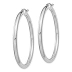 Sterling Silver Rhodium-plated 3mm Round Hoop Earrings