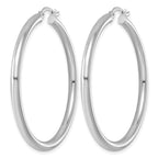 Sterling Silver Rhodium-plated 3mm Round Hoop Earrings - Sophia Jewelers