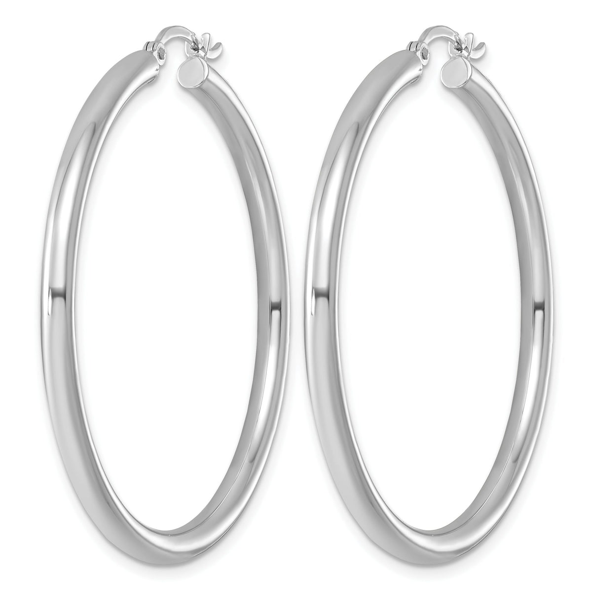 Sterling Silver Rhodium-plated 3mm Round Hoop Earrings - Sophia Jewelers