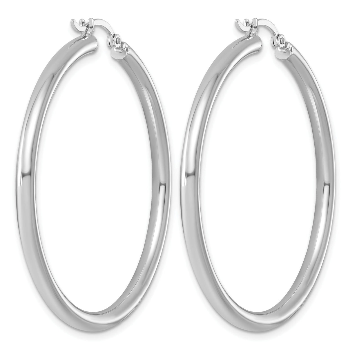 Sterling Silver Rhodium-plated 3mm Round Hoop Earrings - Sophia Jewelers