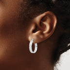 Sterling Silver Rhodium Plated 4.25x20 Hoop Earrings - Sophia Jewelers