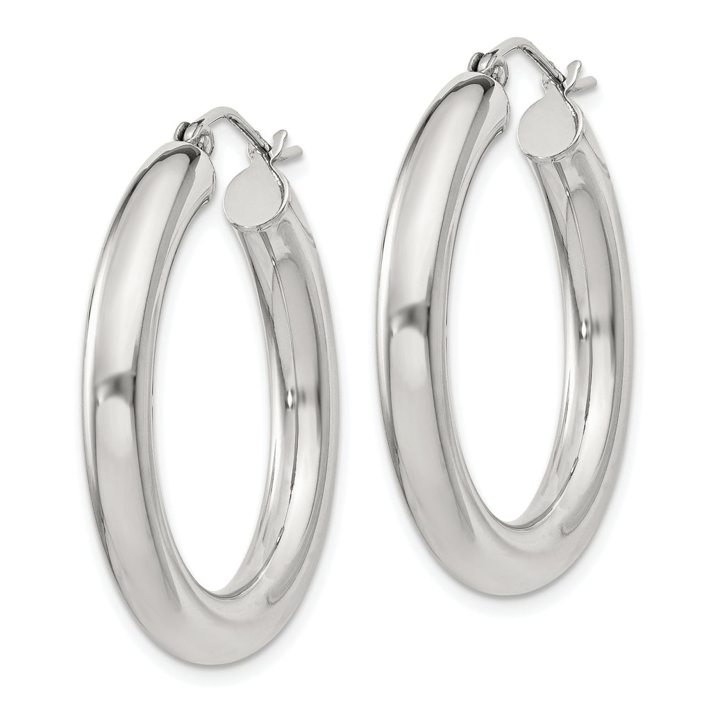 Sterling Silver 4mm Round Hoop Earrings