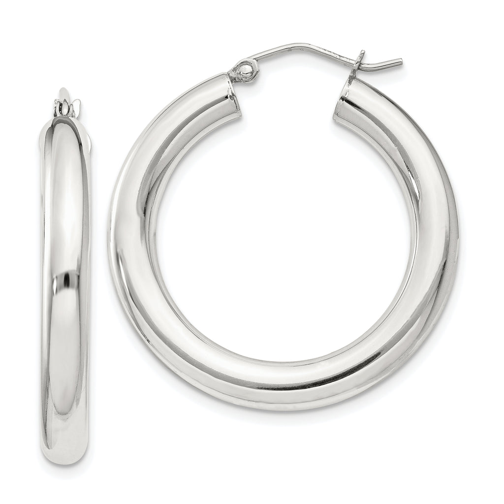 Sterling Silver 4mm Round Hoop Earrings