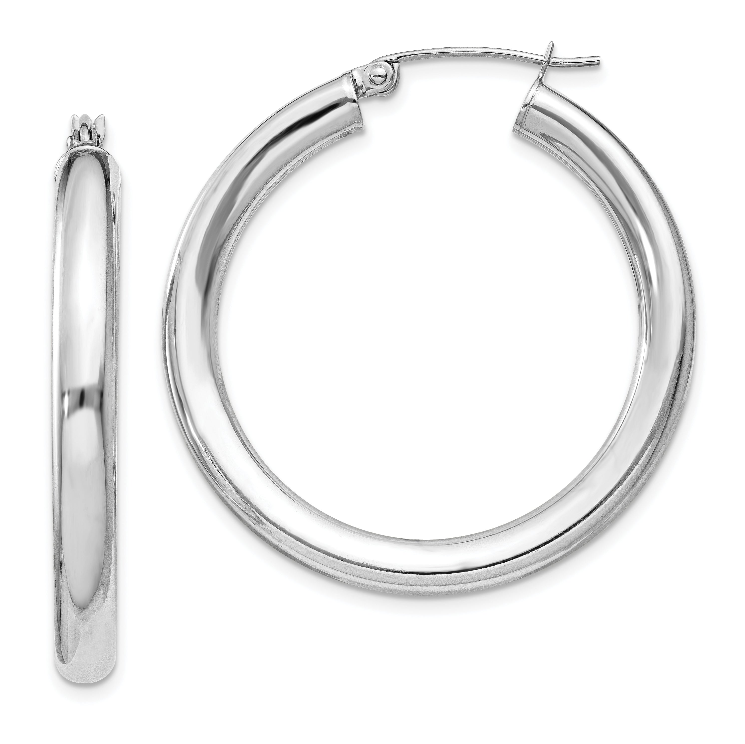 Sterling Silver Rhodium-plated 4mm Round Hoop Earrings Main image