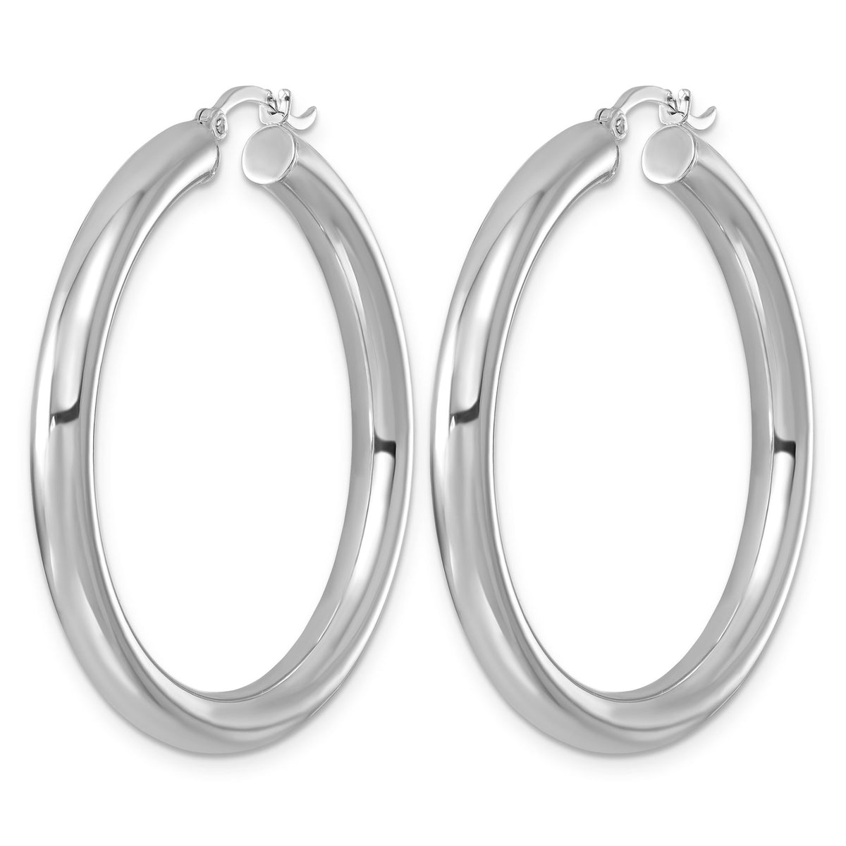 Sterling Silver Rhodium-plated 4mm Round Hoop Earrings - Sophia Jewelers