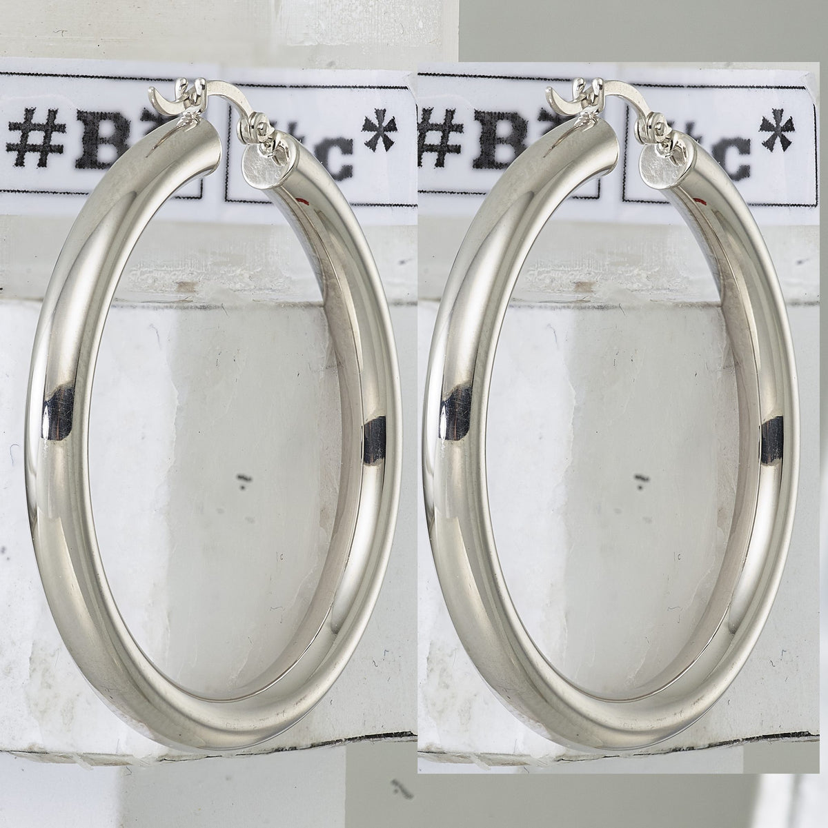 Sterling Silver Rhodium-plated 4mm Round Hoop Earrings - Sophia Jewelers